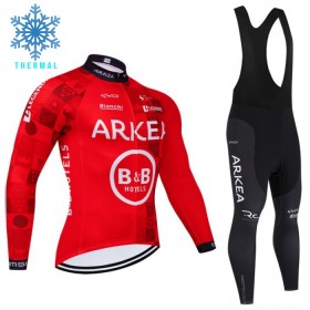 Cykeltøj Langærmet + Bib Cykelbukser Vinter 2024 Arkea-B B Hotels Rød